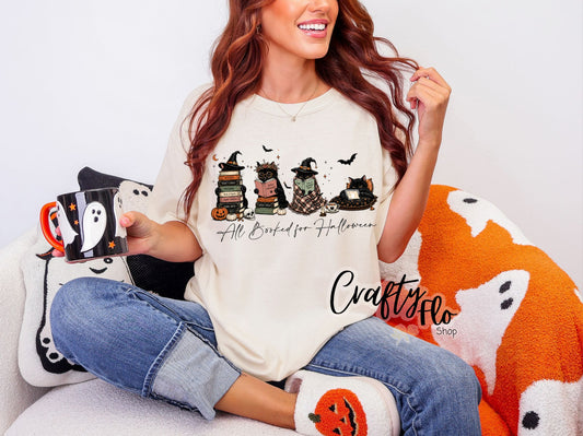 All booked for Halloween Graphic T-shirt | friends gift | comfort colors shirt