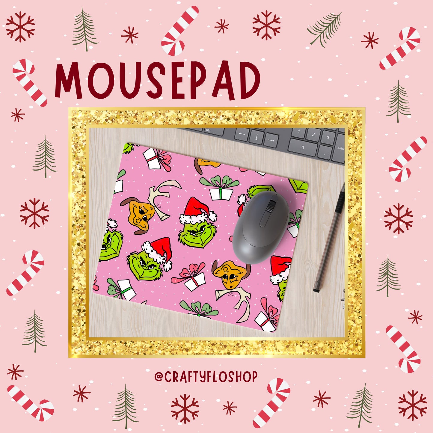 green christmas guy inspired Mouse Pad| anime office essentials| cute Mouse pad