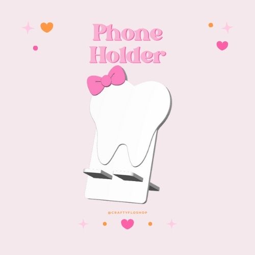 Coquette Tooth Phone Stand: 3D Printed Desk Accessory for Kindle, iPhone & Android