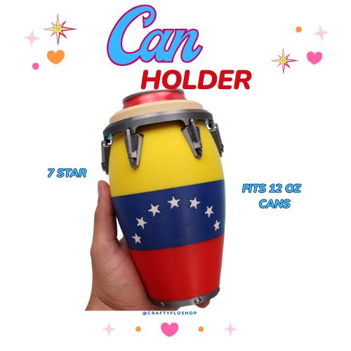 Venezuela Conga inspired 12oz Can Holder – 3D Printed –  Tumbler Style Can Holder Energy drink Holder