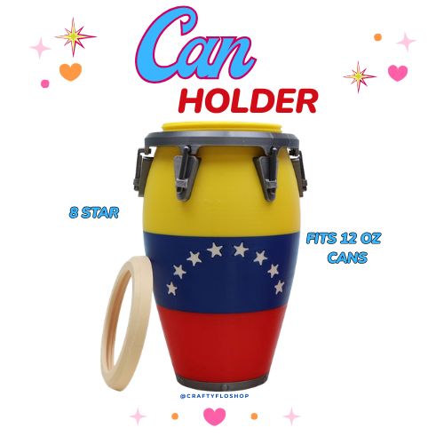 Venezuela Conga inspired 12oz Can Holder – 3D Printed –  Tumbler Style Can Holder Energy drink Holder