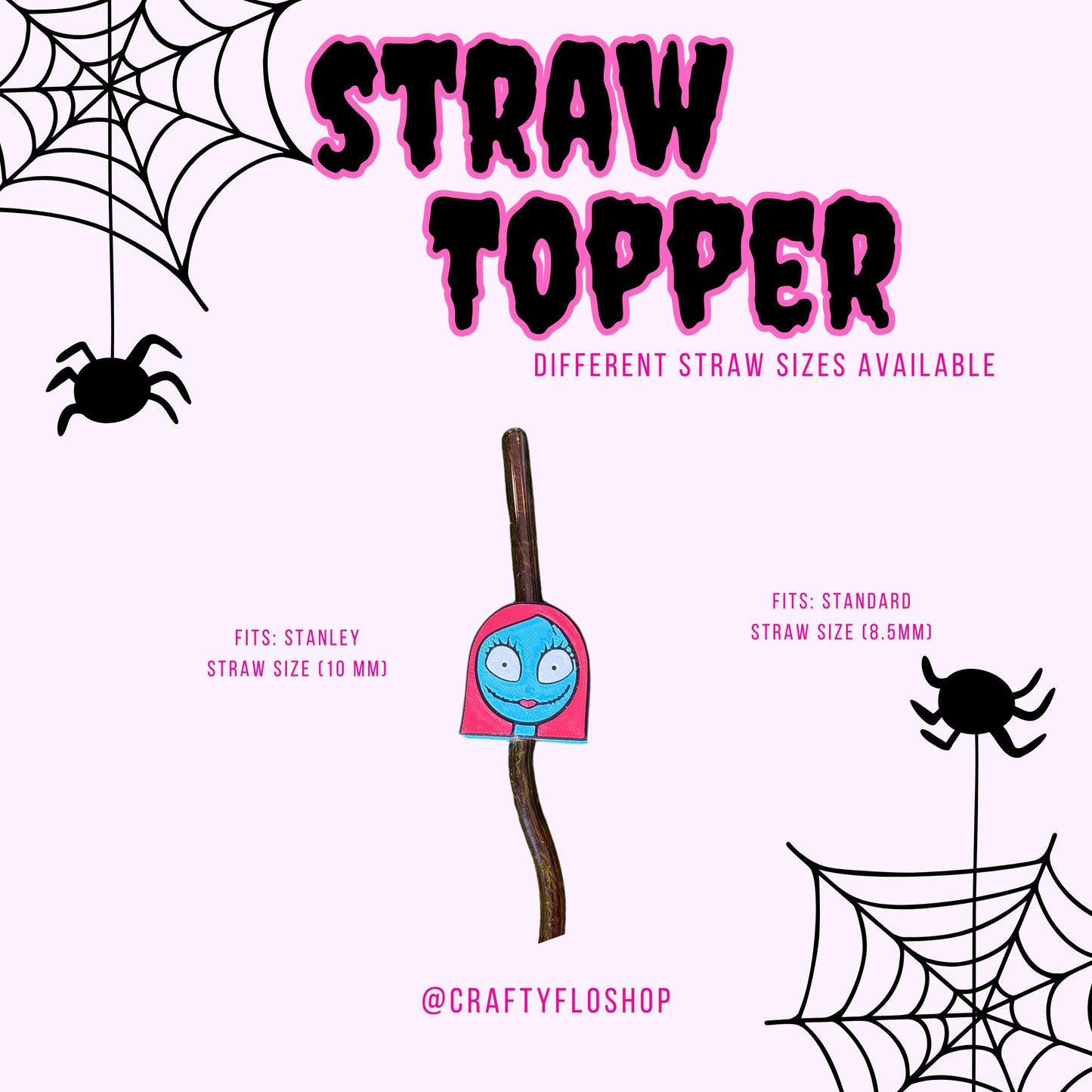 Sally Straw Topper| Halloween Inspired 3D Printed Straw Toppers Drinkware Accessories Customized Stylish