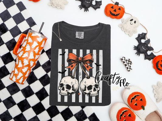 Cherry Skulls Graphic T-shirt | friends gift | comfort colors shirt