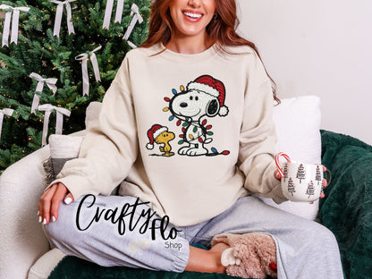 Faux Crochet Snoop & Bird christmas Sweatshirt - Unisex Fabric - Ideal for Holiday Fashion - True to Size Fit - Pullover Womenswear Garment