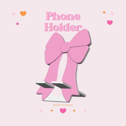 Coquette Bow Phone Stand: 3D Printed Desk Accessory for Kindle, iPhone & Android