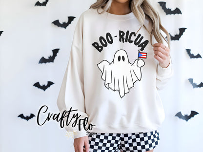 Boo-Ricua Sweatshirt or T-shirt - halloween Graphic Tee - Unisex Fabric - Ideal for Holiday Fashion - True to Size Fit - Pullover