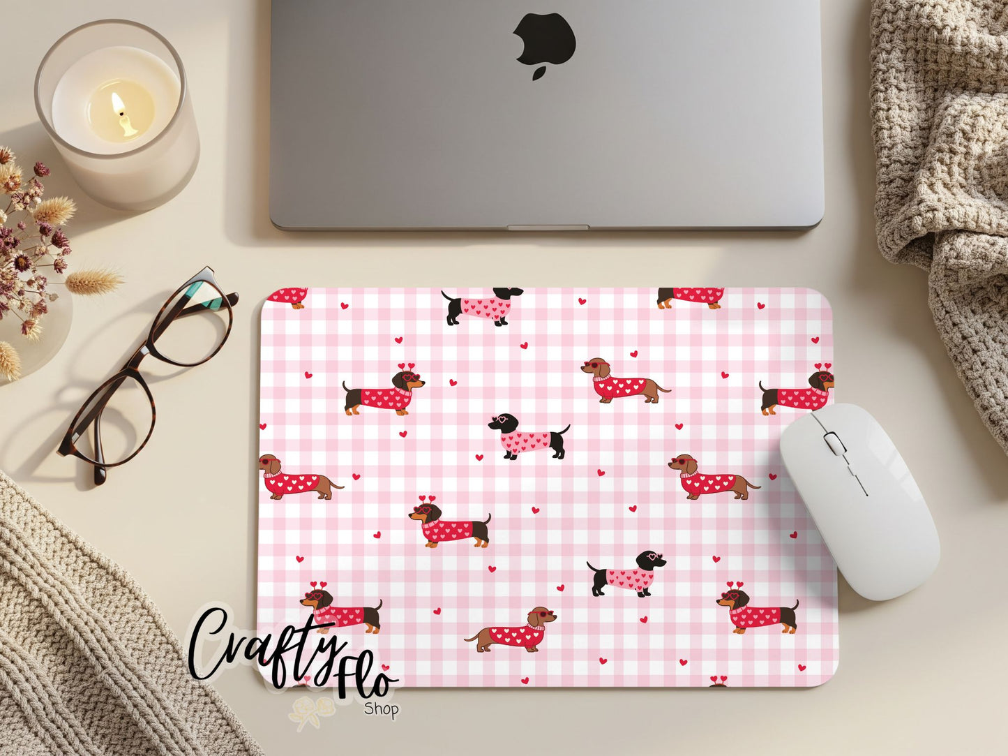 Coquette weenie dogs Valentines inspired Mouse Pad| anime office essentials| cute Mouse pad