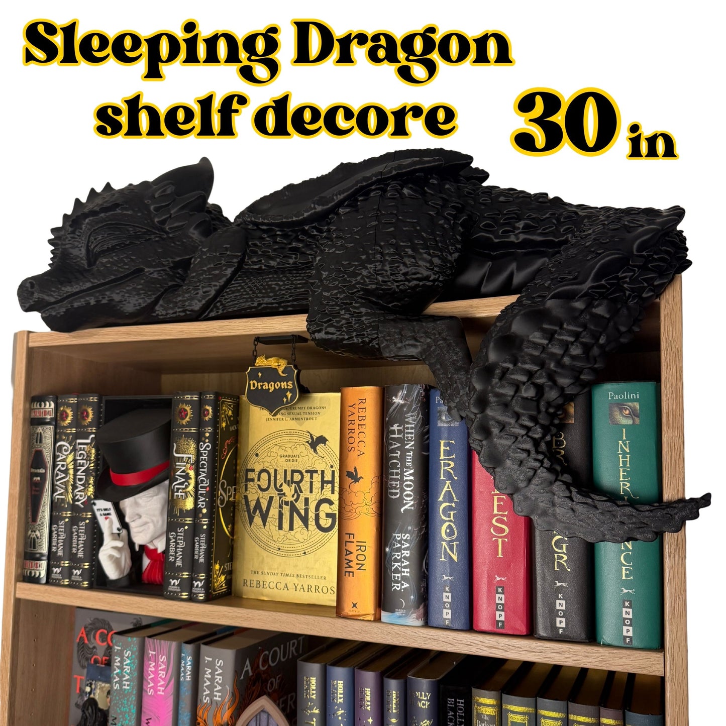 Sleeping Dragon Bookshelf Decor - 3d Printed - Fantasy Book Figurine
