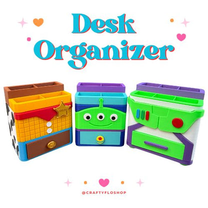 Toy Friend Inspired Desk Organizer| Pen and Pencil | bookmark Holder Custom 3D Printed Brush Holder Office Study Stationery Desktop Storage Marker Organizer