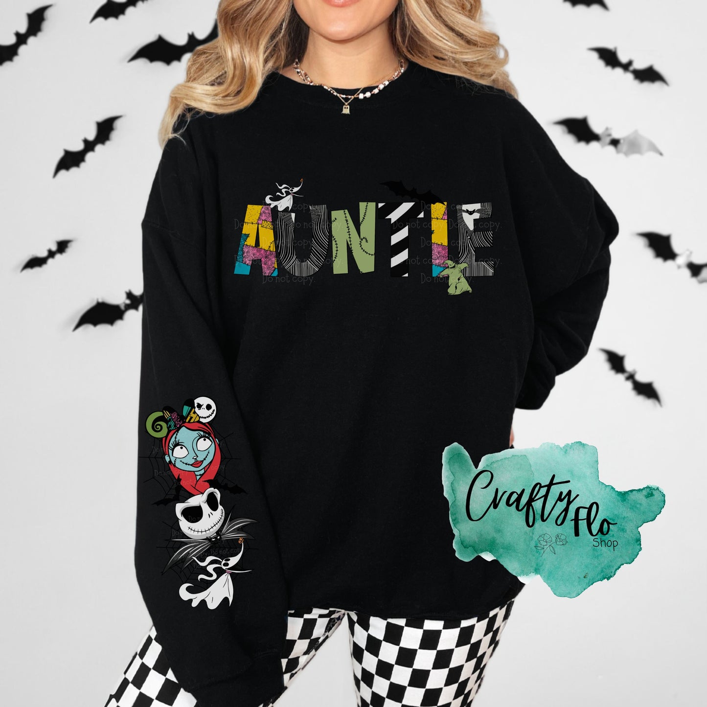 Nightmare before Xmas Auntie sweatshirt| Sally sweatshirt| Jack and Sally NBC apparel Inactive