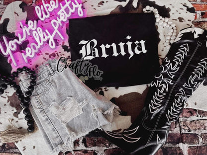 Bruja Sweatshirt or T-shirt - halloween Graphic Tee - Unisex Fabric - Ideal for Holiday Fashion - True to Size Fit - Pullover