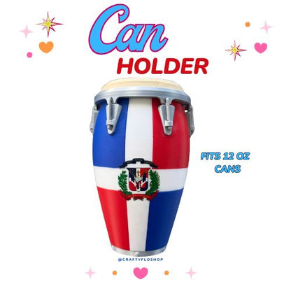 Conga Dominicana inspired 12oz Can Holder – 3D Printed – PR Tumbler Style Can Holder Energy drink Holder