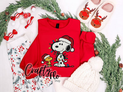 Faux Crochet Snoop & Bird christmas Sweatshirt - Unisex Fabric - Ideal for Holiday Fashion - True to Size Fit - Pullover Womenswear Garment