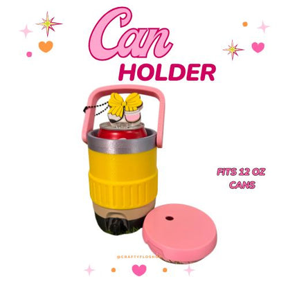 12oz Can Holder with Handle – 3D Printed – Cute Teacher Tumbler Style Can Holder Energy drink Holder