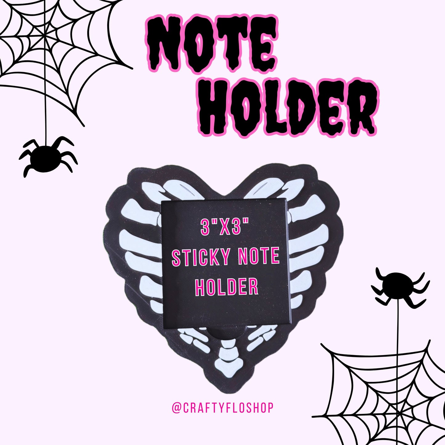 Skelly Heart Desk Organizer| Note Holder Custom 3D Printed sticky note Holder Office Study Stationery Desktop Storage