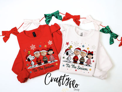 Faux Crochet Snoop & friends christmas Sweatshirt - Unisex Fabric - Ideal for Holiday Fashion - True to Size Fit - Pullover Womenswear Garment