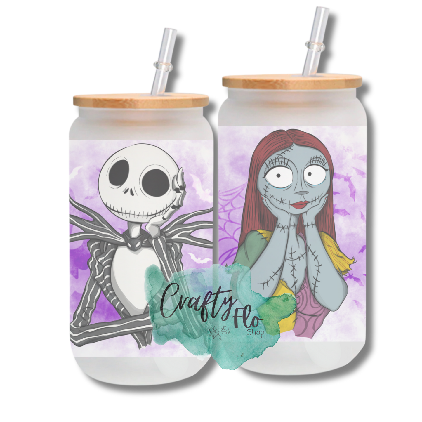 Nightmare b4 Xmas inspired| Jack 16oz frosted or clear glass can with straw
