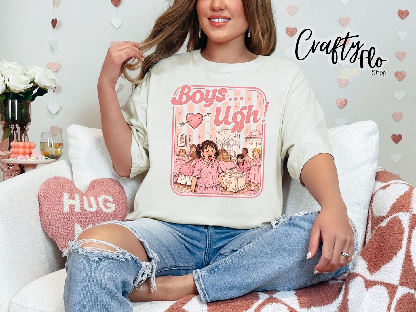 Boys Ugh Graphic T-shirt- apparel | Unisex Fabric, Comfortable Fit, Valentines - Pullover