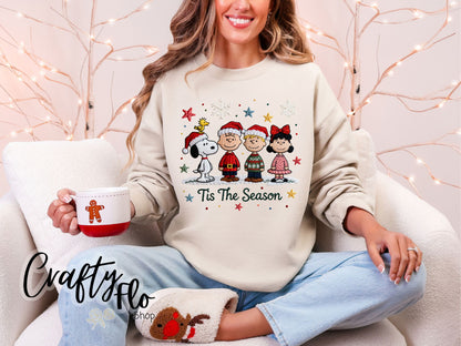 Faux Crochet Snoop & friends christmas Sweatshirt - Unisex Fabric - Ideal for Holiday Fashion - True to Size Fit - Pullover Womenswear Garment