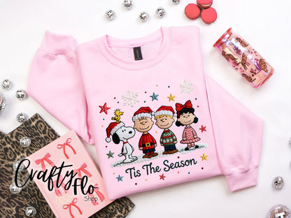 Faux Crochet Snoop & friends christmas Sweatshirt - Unisex Fabric - Ideal for Holiday Fashion - True to Size Fit - Pullover Womenswear Garment