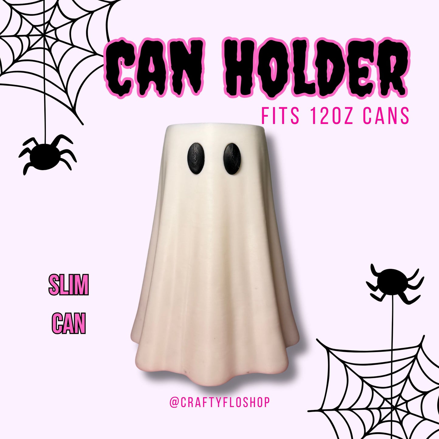 Ghost inspired 12oz Can Holder – 3D Printed – Spooky Season Can Holder Energy drink Holder