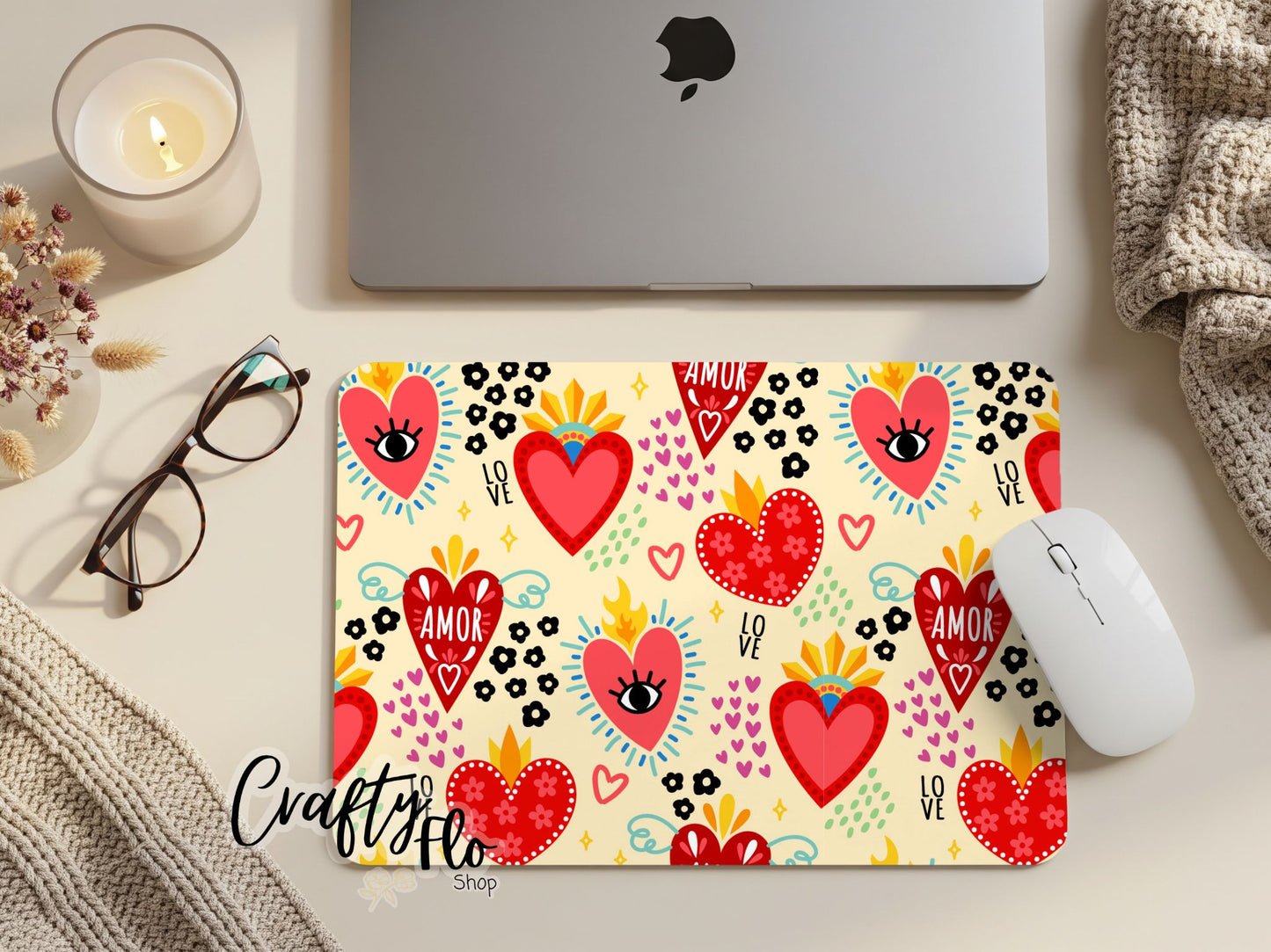 Mexican Milagritos Hearts inspired Mouse Pad| anime office essentials| cute Mouse pad