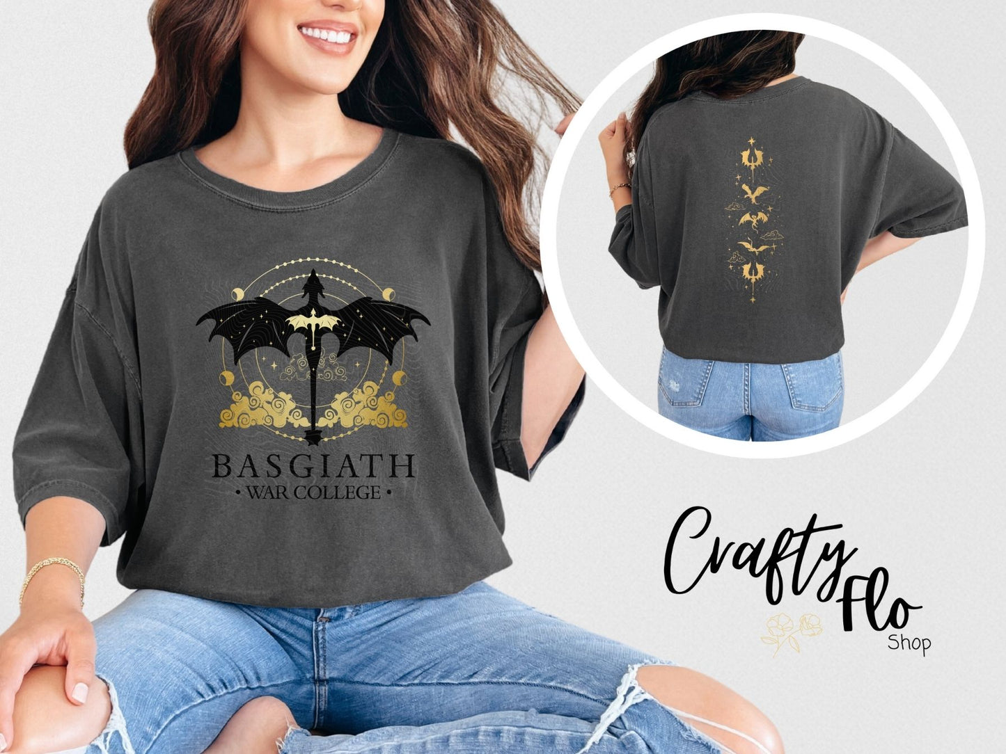 Dragon Books Basgiath war college Inspired Graphic T-Shirt - Unisex Fabric Tee with Unique Design for Fans of the Fantasy Genre - Top, Fourth Wing inspired merch