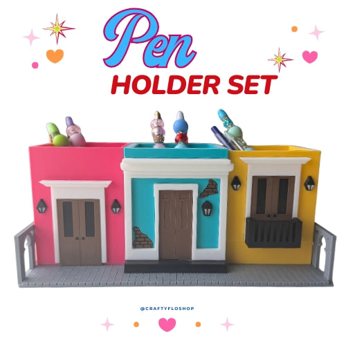 Casitas de San Juan en Puerto Rico Inspired Desk Organizer| Pen and Pencil Holder Custom 3D Printed Brush Holder Office Study Stationery Desktop Storage Marker Organizer