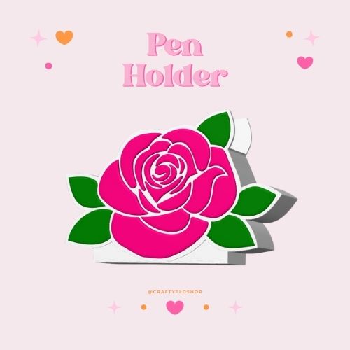 Rose Inspired Desk Organizer| Pen and Pencil Holder Custom 3D Printed Brush Holder Office Study Stationery Desktop Storage Marker Organizer