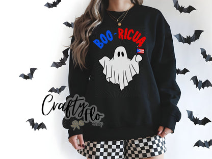 Boo-Ricua Sweatshirt or T-shirt - halloween Graphic Tee - Unisex Fabric - Ideal for Holiday Fashion - True to Size Fit - Pullover
