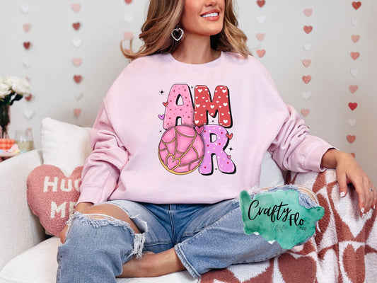 Amor Sweatshirt or T-shirt - Valentines Day Graphic Tee - Unisex Fabric - Ideal for Holiday Fashion - True to Size Fit - Pullover