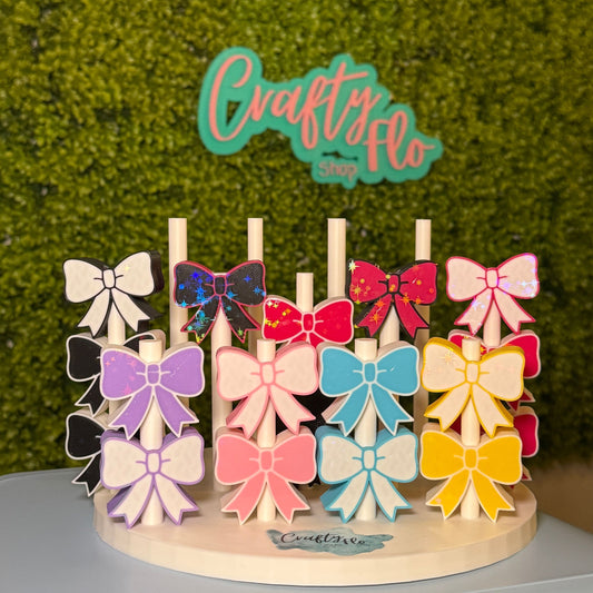 Cute Holographic Coquette Bow Straw topper | Drinkware Accessories | 3D Printed straw toppers
