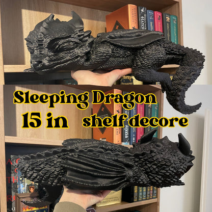 Sleeping Dragon Bookshelf Decor - 3d Printed - Fantasy Book Figurine
