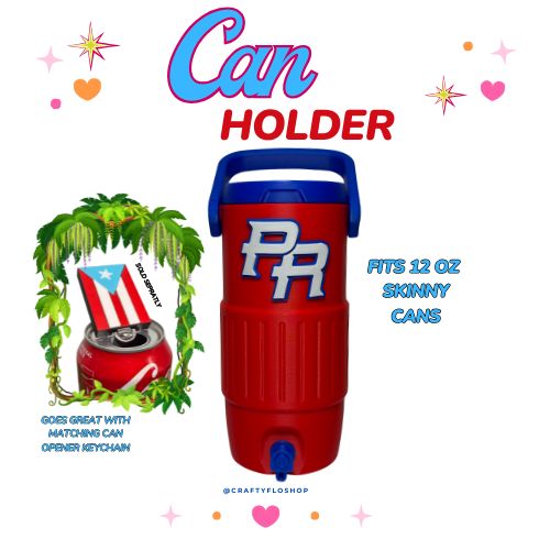 Puerto Rico 12oz Can Holder with Handle – 3D Printed – PR Tumbler Style Can Holder Energy drink Holder