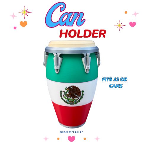 Mexico Flag Conga inspired 12oz Can Holder – 3D Printed – Caribbean Tumbler Style Can Holder Energy drink Holder