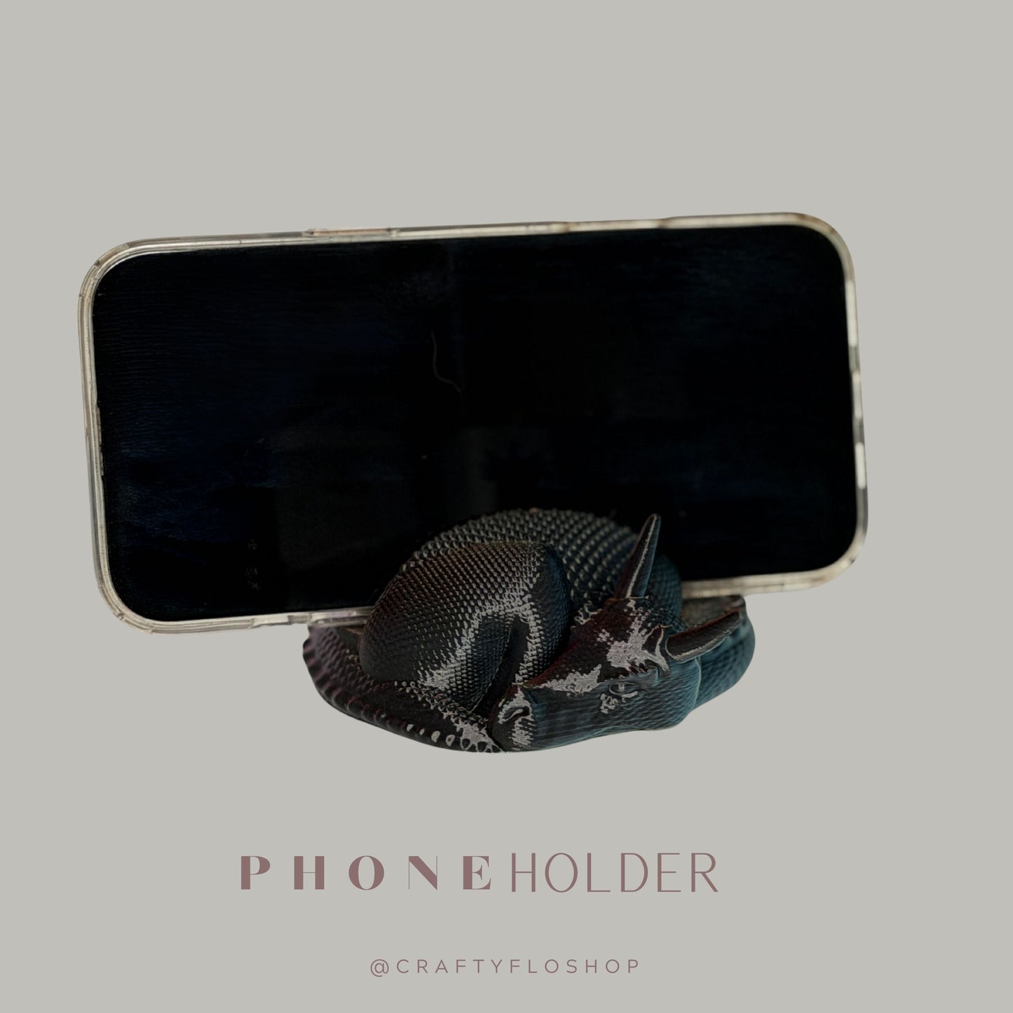 3D Printed Sleeping Dragon Phone Stand – Silk PLA Desk Accessory