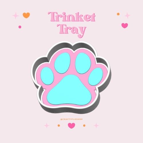 3D Printed Paw Print Trinket Tray | Trinket Dish| Jewelry & Desk Catchall Dish | Valentine Decor