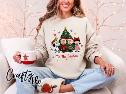 Faux Crochet Snoop & friends christmas Sweatshirt - Unisex Fabric - Ideal for Holiday Fashion - True to Size Fit - Pullover Womenswear Garment