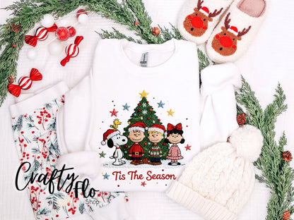 Faux Crochet Snoop & friends christmas Sweatshirt - Unisex Fabric - Ideal for Holiday Fashion - True to Size Fit - Pullover Womenswear Garment