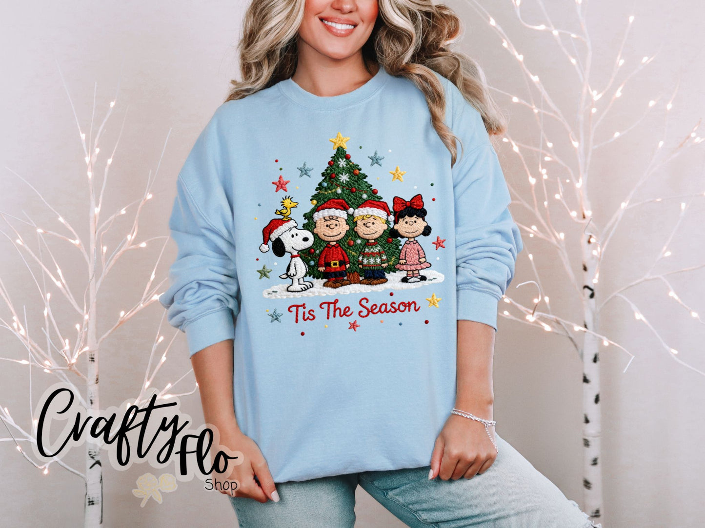 Faux Crochet Snoop & friends christmas Sweatshirt - Unisex Fabric - Ideal for Holiday Fashion - True to Size Fit - Pullover Womenswear Garment