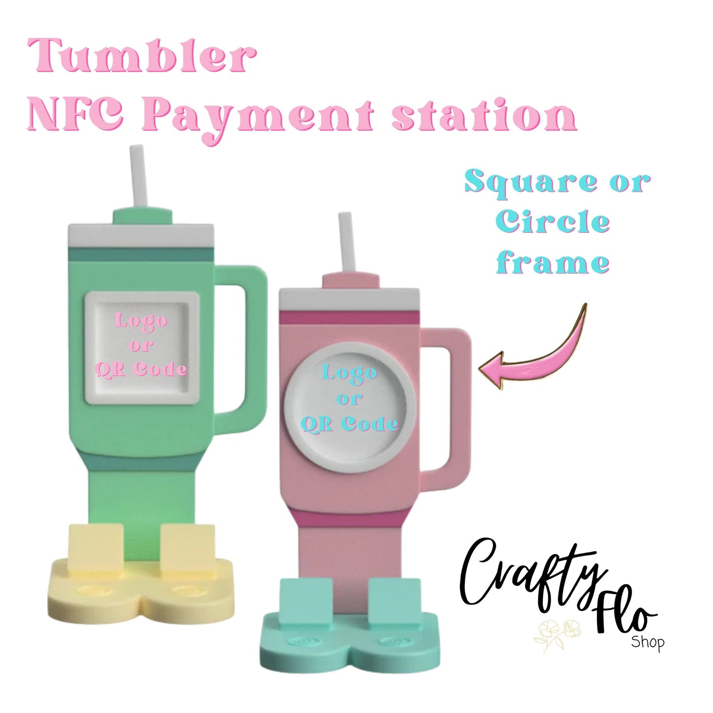 Tumbler NFC Smart Tap Payment Station – Tap to Pay Sign | Contactless Checkout Display | Smart Tap | NFC | Custom QR Code Stand