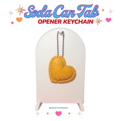 Empanada Heart Inspired Soda can keychain, easy can tab opener, save your nails, keychains, arthritis friendly, cute can tab opener