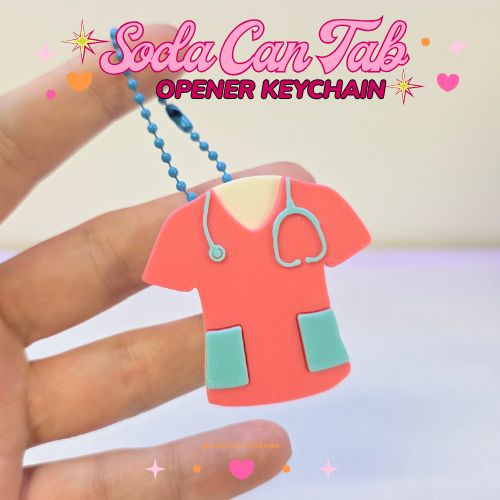 Scrubs Soda can keychain, easy can tab opener, save your nails, keychains, arthritis friendly, cute can tab opener
