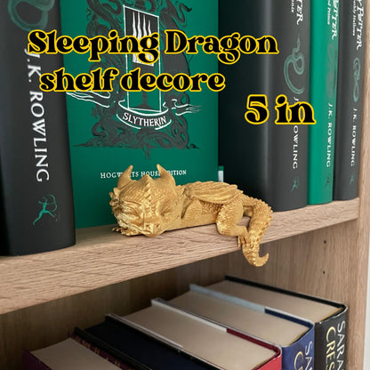 Sleeping Dragon Bookshelf Decor - 3d Printed - Fantasy Book Figurine