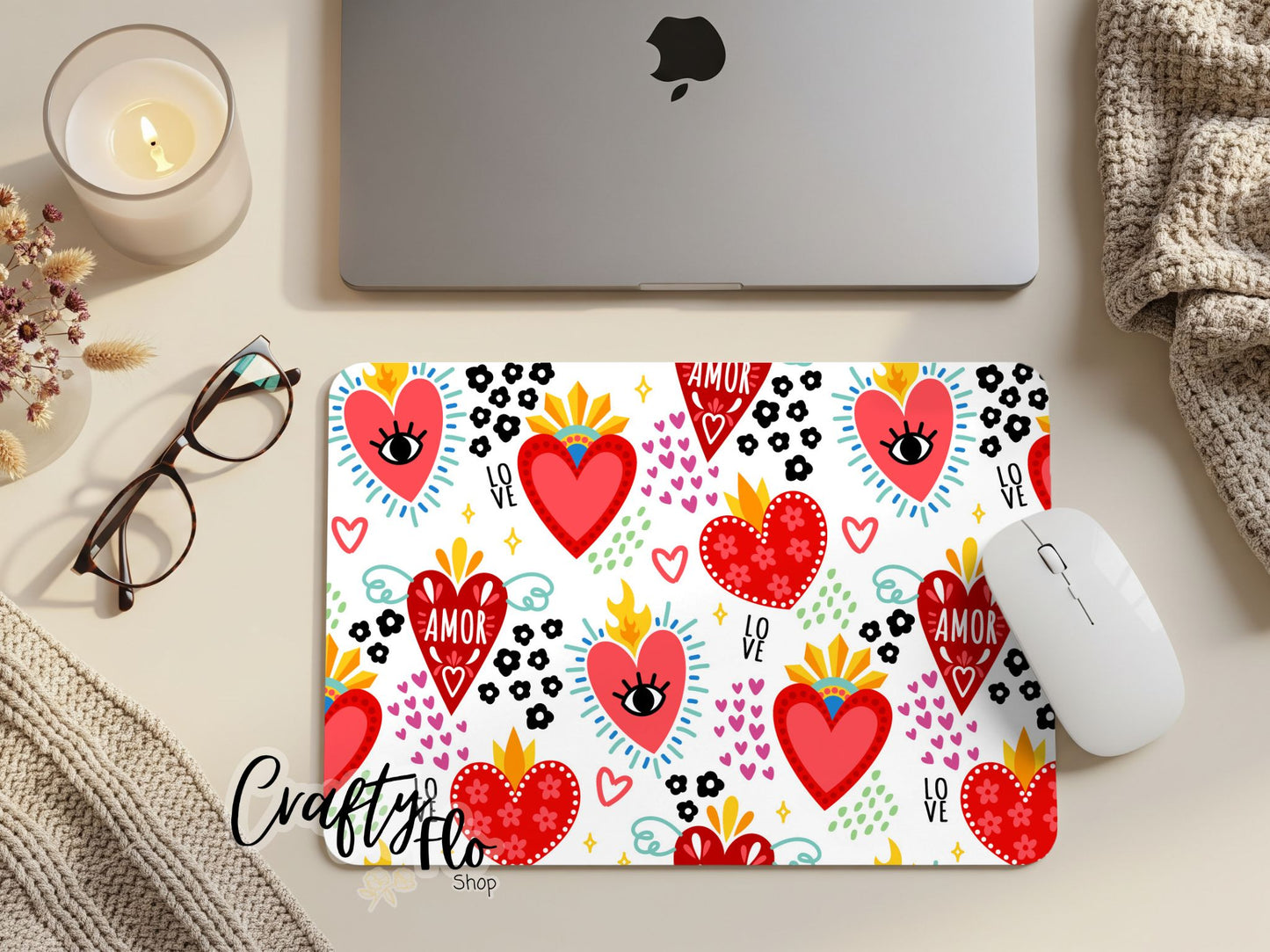 Mexican Milagritos Hearts inspired Mouse Pad| anime office essentials| cute Mouse pad