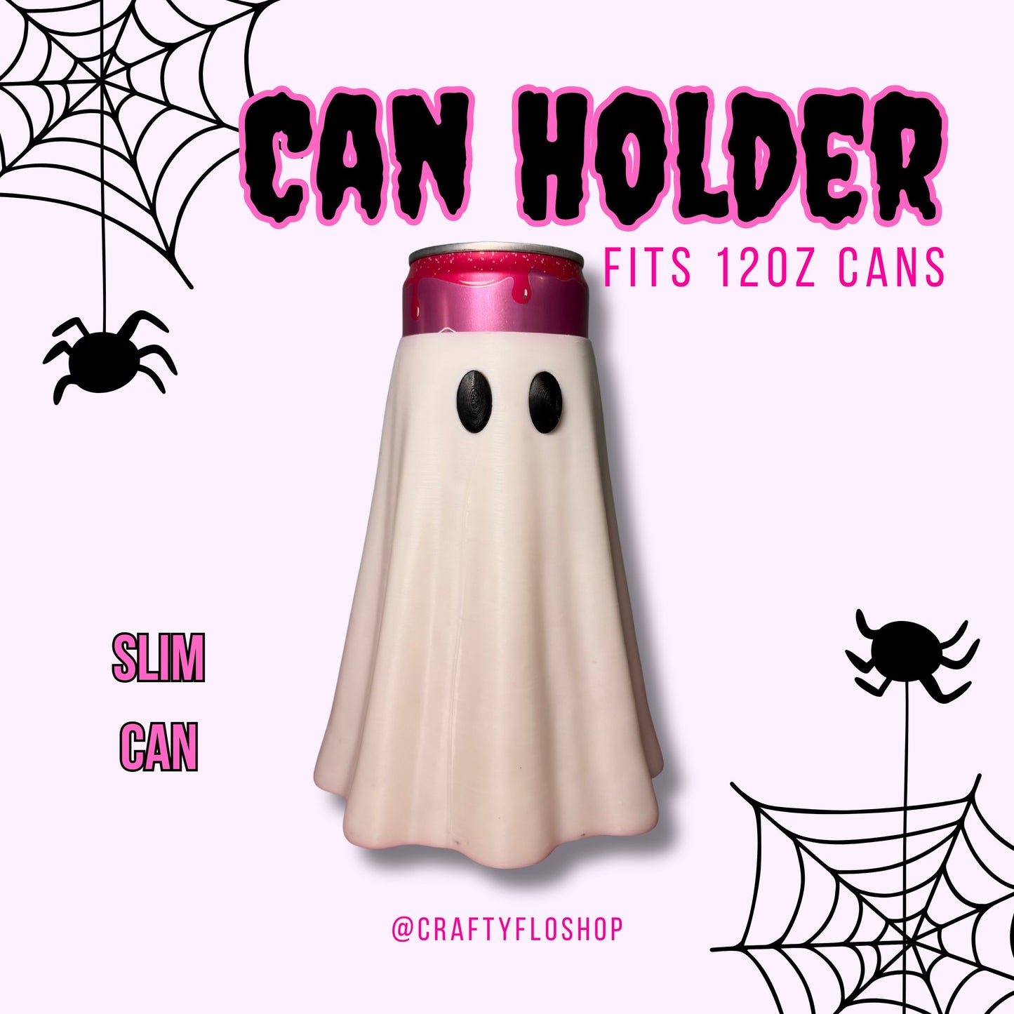 Ghost inspired 12oz Can Holder – 3D Printed – Spooky Season Can Holder Energy drink Holder