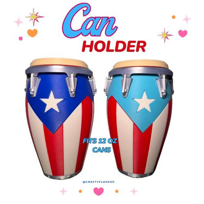 Conga de Puerto Rico inspired 12oz Can Holder – 3D Printed – PR Tumbler Style Can Holder Energy drink Holder