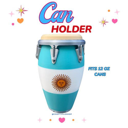 Argentina Flag Conga inspired 12oz Can Holder – 3D Printed – Caribbean Tumbler Style Can Holder Energy drink Holder