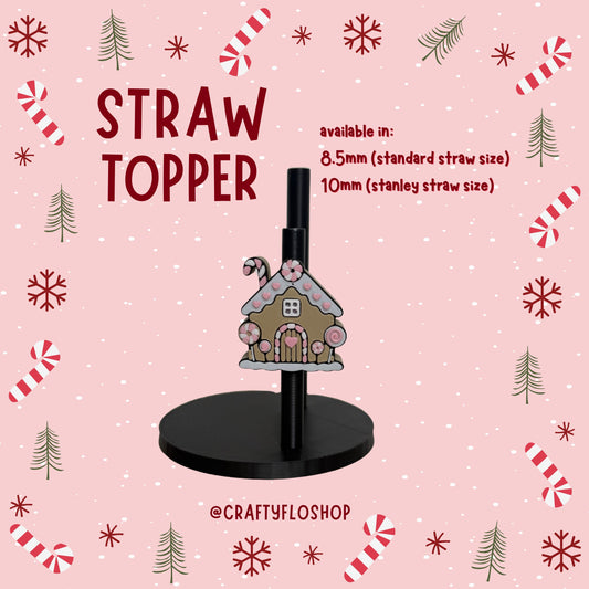 Gingerbread house Inspired 3D Printed Straw Toppers Drinkware Accessories Customized Stylish