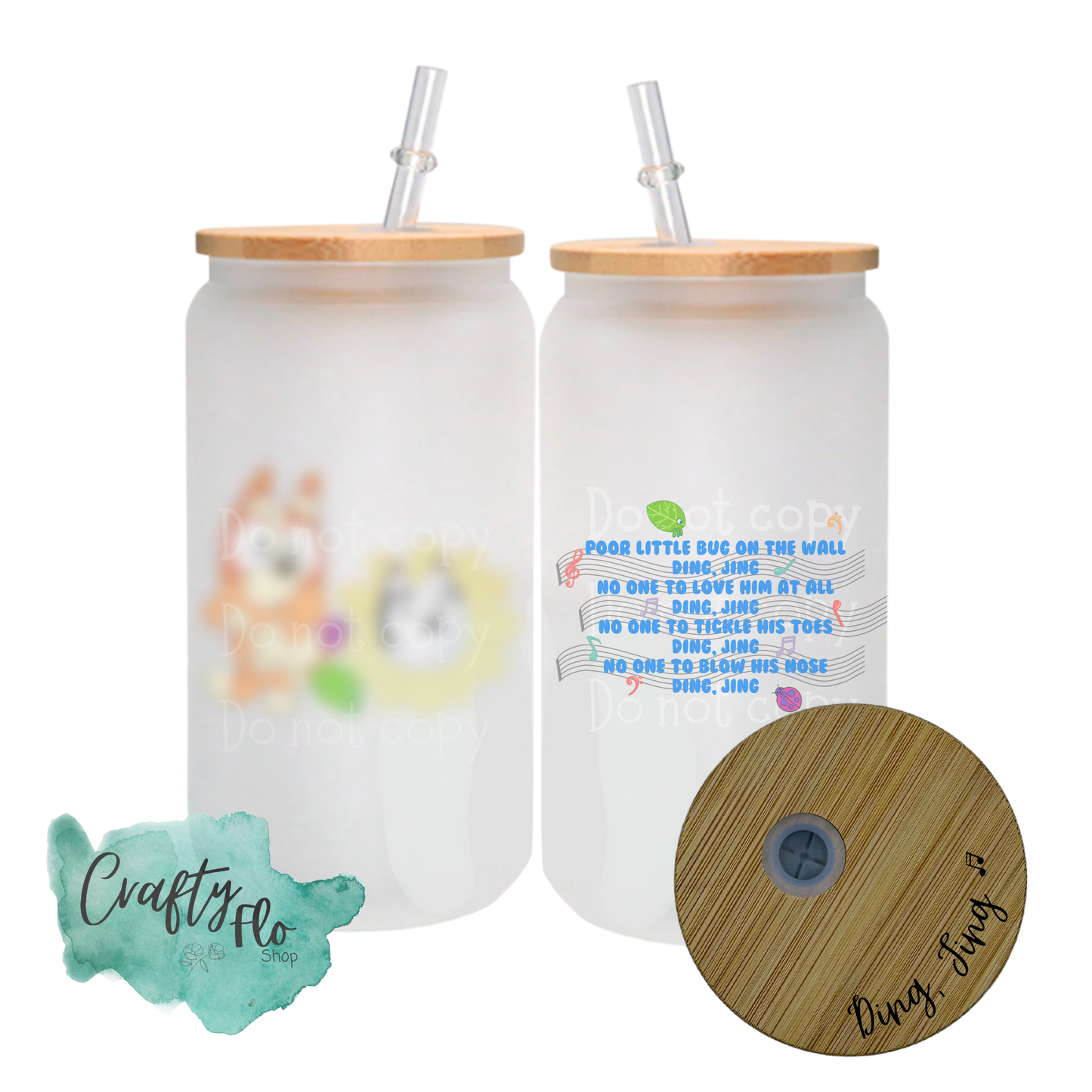 Poor little bug on the wall 16oz glass can with straw | cartoon Inspired Cup | Glass Tumbler | Cute Glass Cup | Tumbler with Lid and Straw